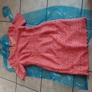 Antonio melani lace orange zipper lined party midi dress